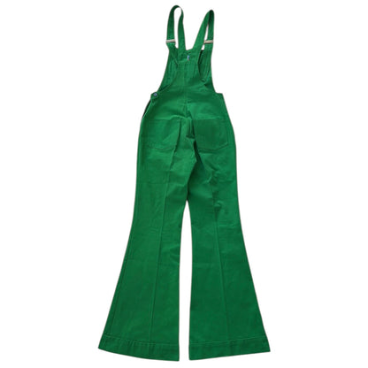 Wels Green Cabana Dungarees With Knitted Flower On Front Side