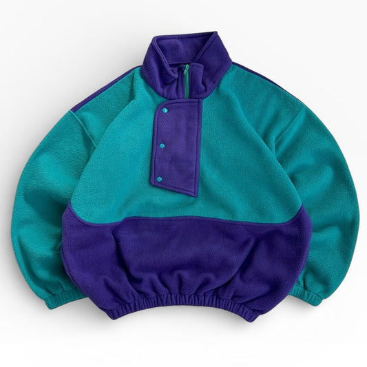 Vintage Multicolored 1/4 Zip & Button Crazy fleece