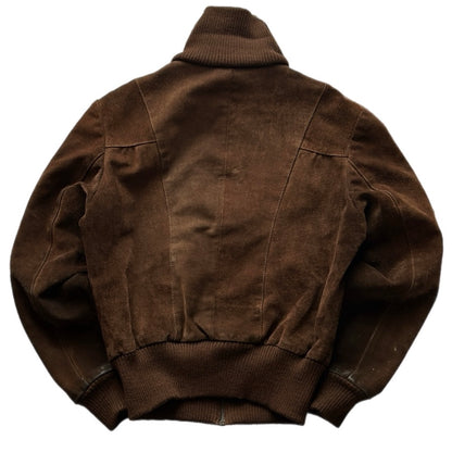 Brown Suede Bomber Fit Jacket