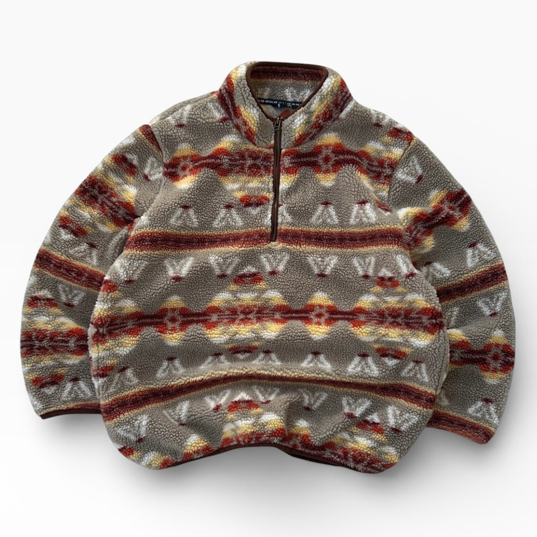 Vintage Stoic 1/4 Zip Fuzzy Crazy Pattern Fleece