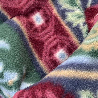 Vintage Floral Patterned Full Zip Fleece Jacket