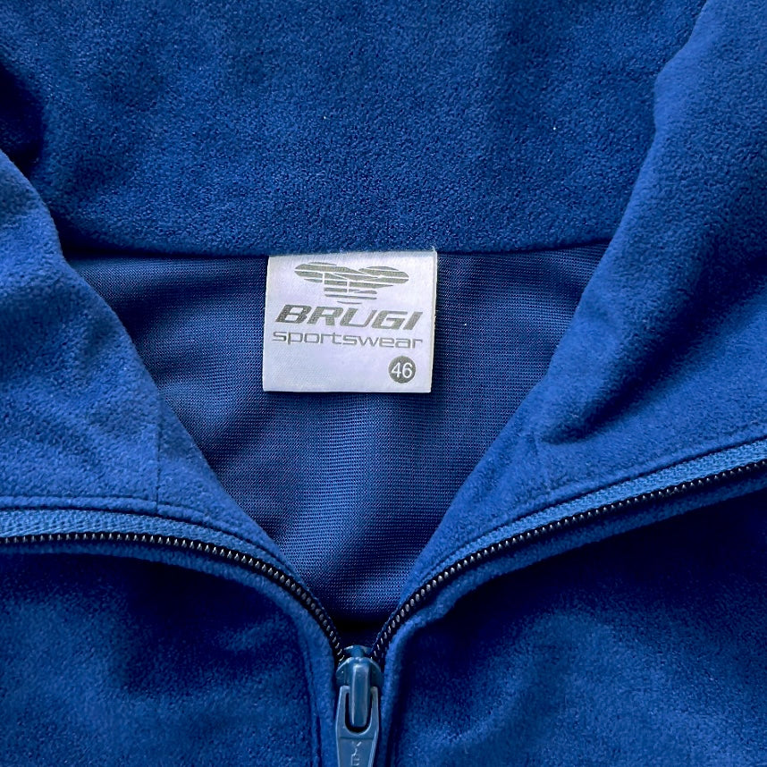90s Petrol Blue x White lining BRG micro Suede Fleece Adjustable Jacket