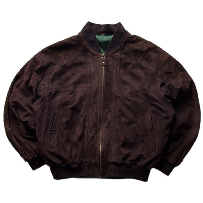 Eggplant/Burgundy Suede Bomber Fit Jacket