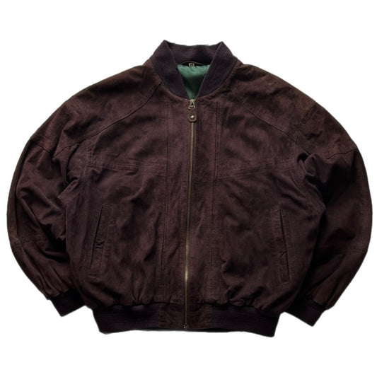 Eggplant/Burgundy Suede Bomber Fit Jacket