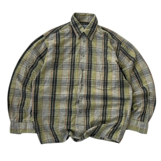 Get It All Yellow x Grey Checkers Full Button Up Flannel Overshirt