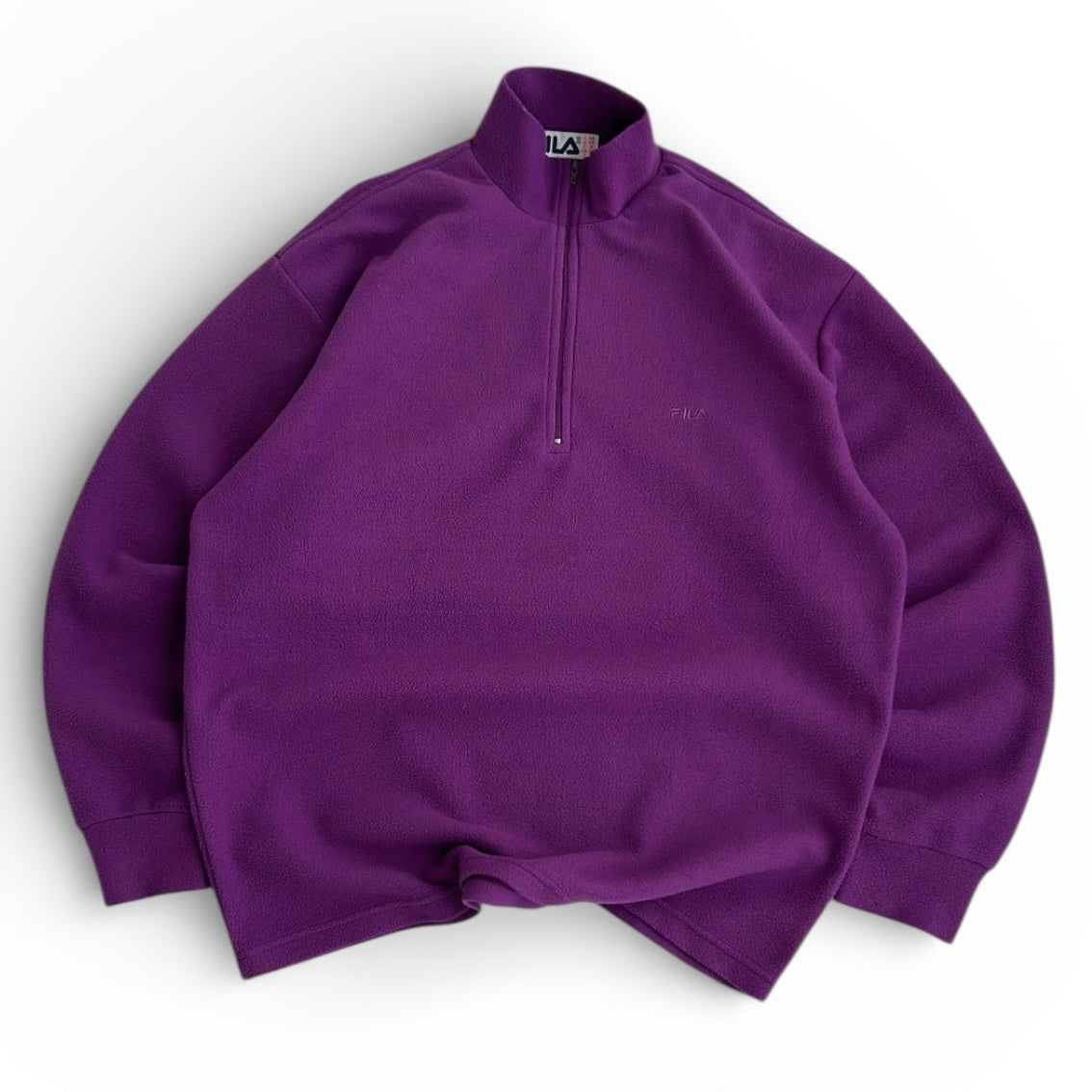 Fila Embroidered Logo 1/4 Zip Purple Fleece