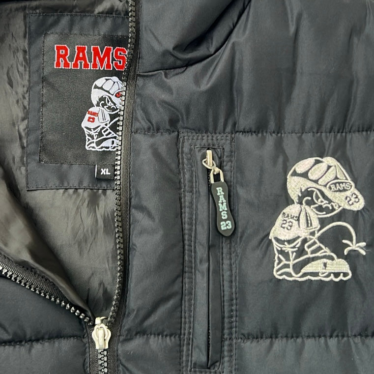 RAMS 23 Black Bomber Embroidery Logo Full Zip Jacket