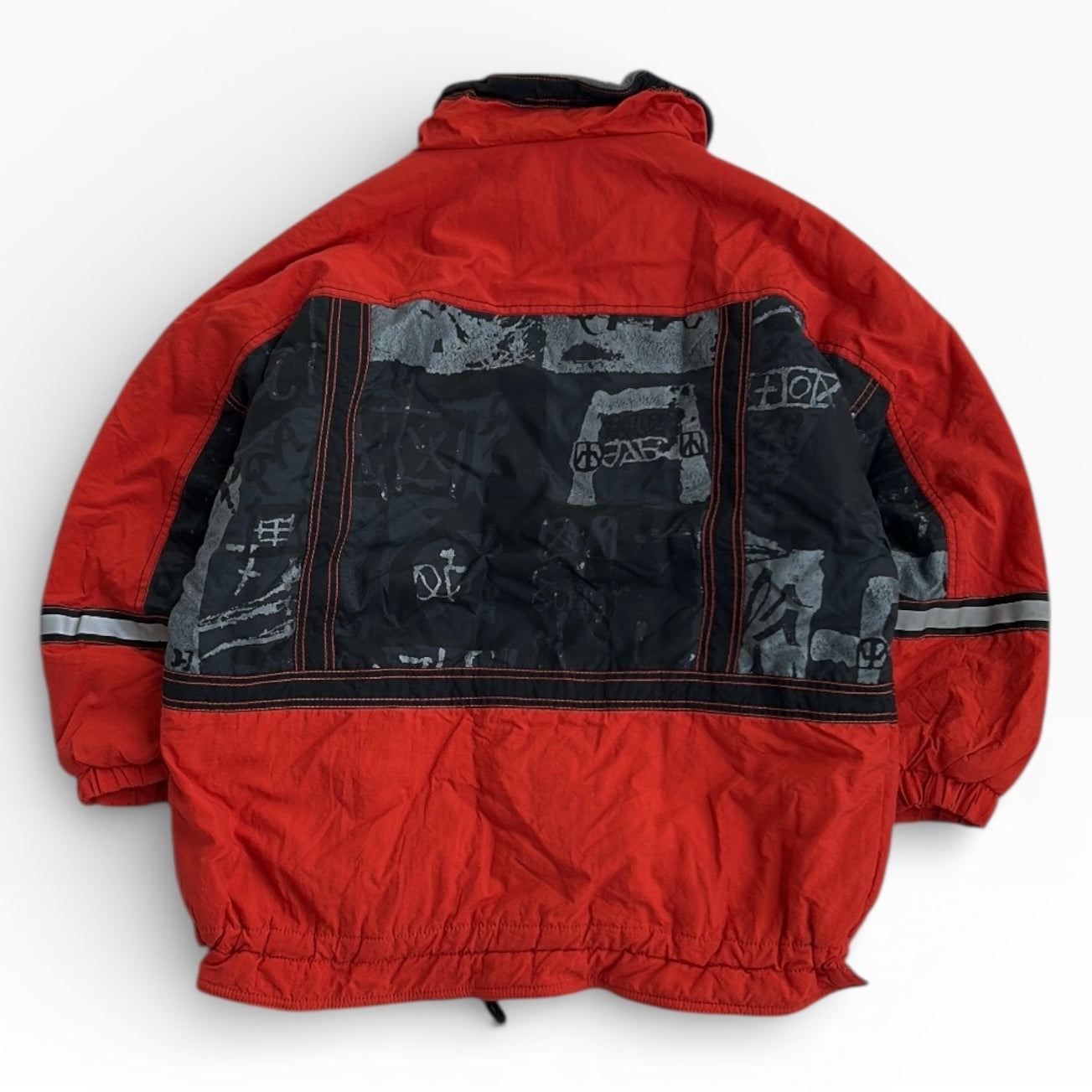 Snowsport Red x Black Ski Full Zip Adjustable Jacket With Inside Fleece Lining