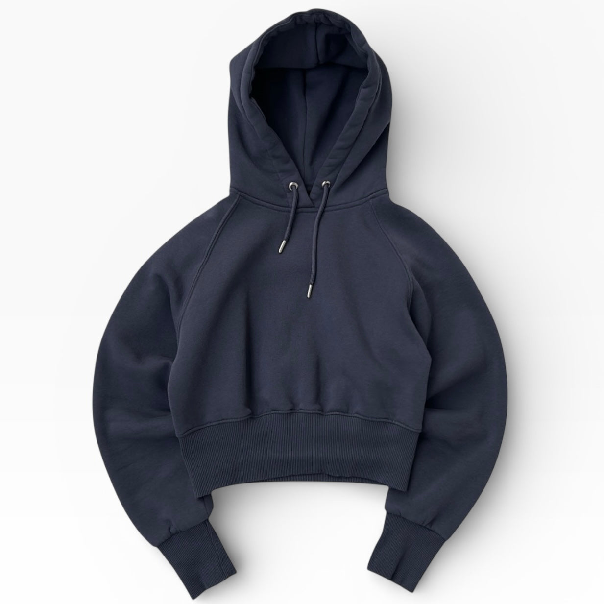 Dusty Blue Cropped Hoodie With Inner Fleece Material
