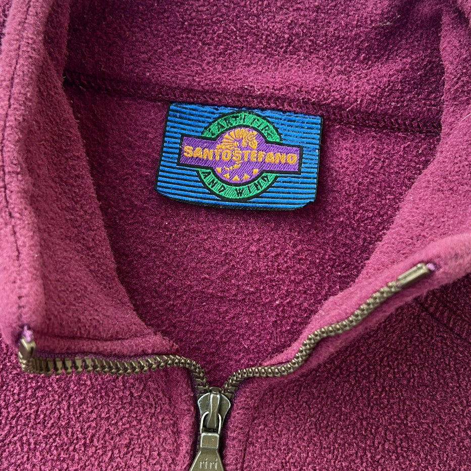 Santostefano vintage full zip embroidered logo fleece jacket with pockets