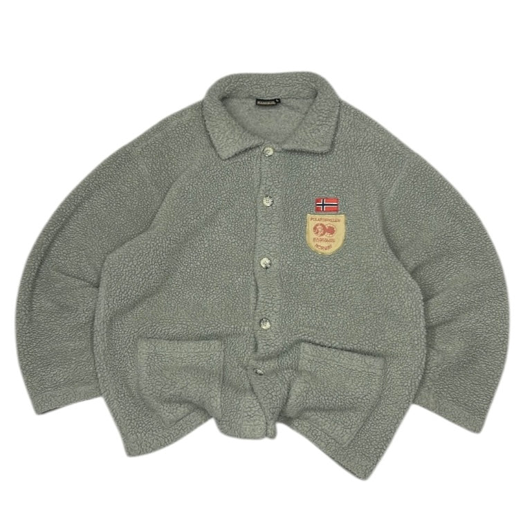 Napapijri Grey Fuzzy Button Up Fleece Jacket