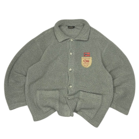 Napapijri Grey Fuzzy Button Up Fleece Jacket