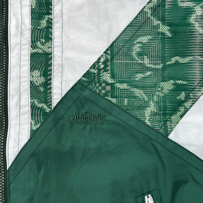Vintage Pattern Green x White Vest Full Zip Jacket