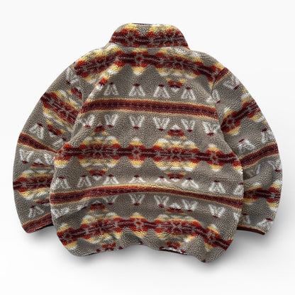 Vintage Stoic 1/4 Zip Fuzzy Crazy Pattern Fleece