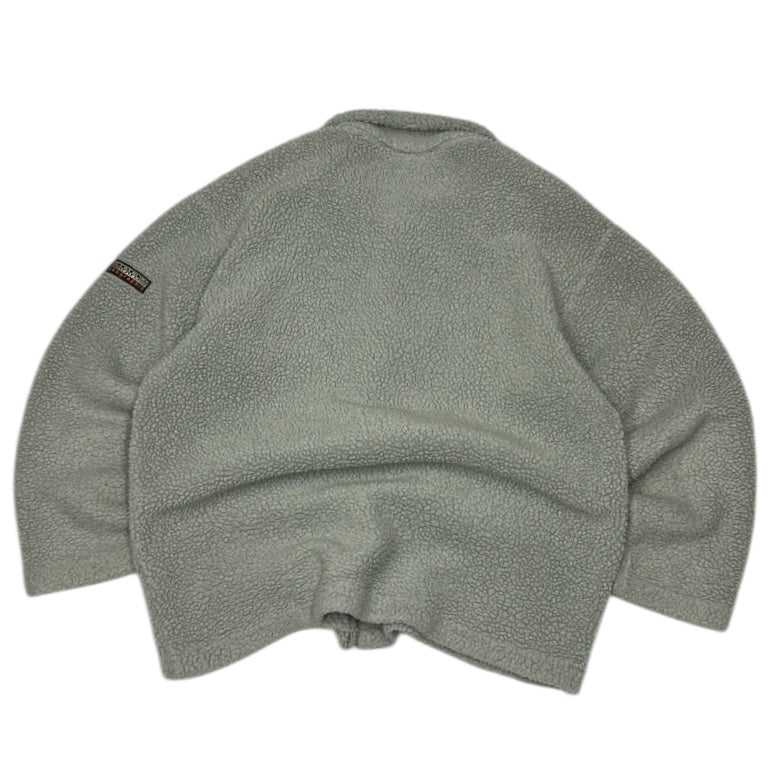 Napapijri Grey Fuzzy Button Up Fleece Jacket