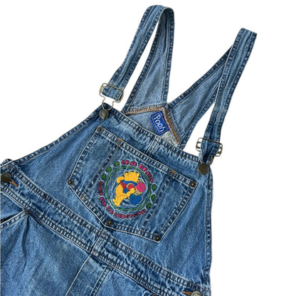 Winie The Pooh Embroidered Front Mid Wash Denim Dungarees