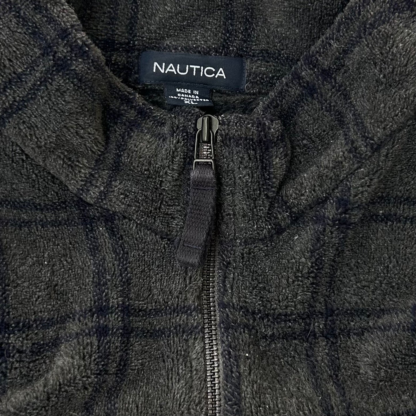Nautica Grey x Navy patterned 1/4 Zip Fleece
