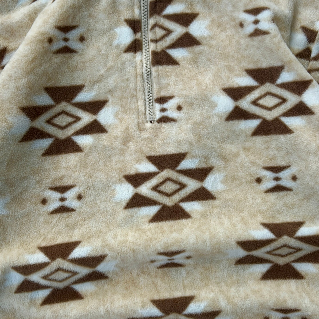 Vintage Patterned 1/4 Zip adjustable  cropped Fleece