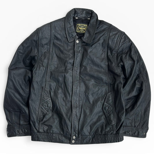 Hunt Club Vintage black leather full zip bomber jacket