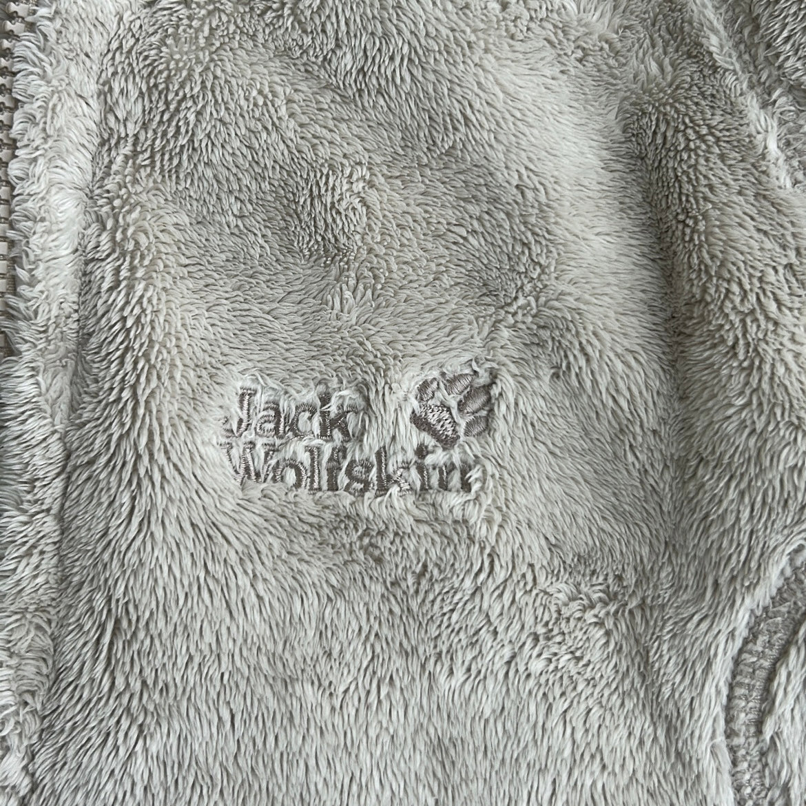 Jack Wholfskin Cream Fuzzy Fleece Adjustable Full Zip Jacket