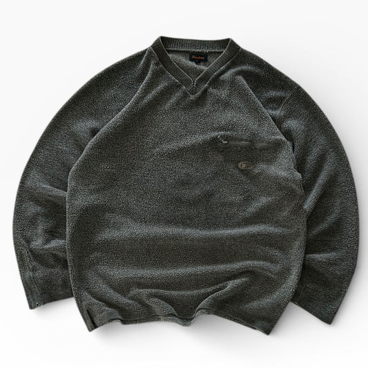 Freedom 90s Dark Grey V-Neck Fleece Shirt