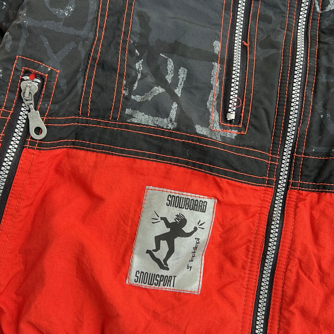Snowsport Red x Black Ski Full Zip Adjustable Jacket With Inside Fleece Lining
