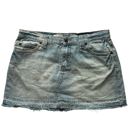 Back pocket design denim mini skirt