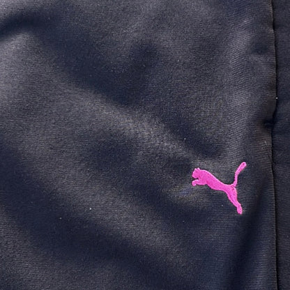 Puma Pink Embroidery Logo Black Track Pants