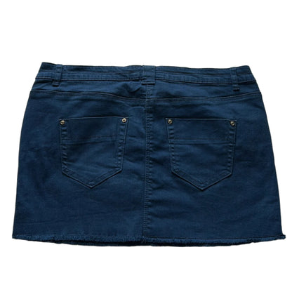 Deep blue elastic denim mini skirt
