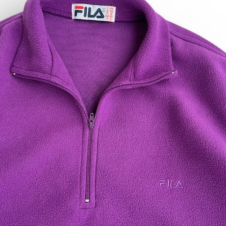 Fila Embroidered Logo 1/4 Zip Purple Fleece