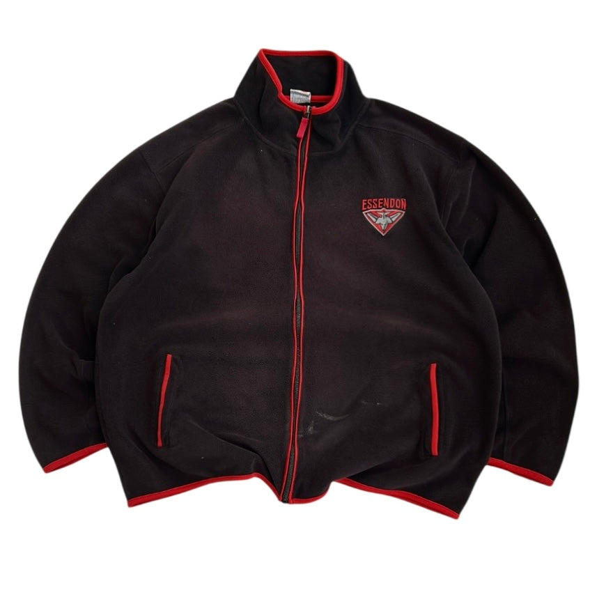 Essendon Embroidered Logo Black x Red Fleece Full Zip Jacket