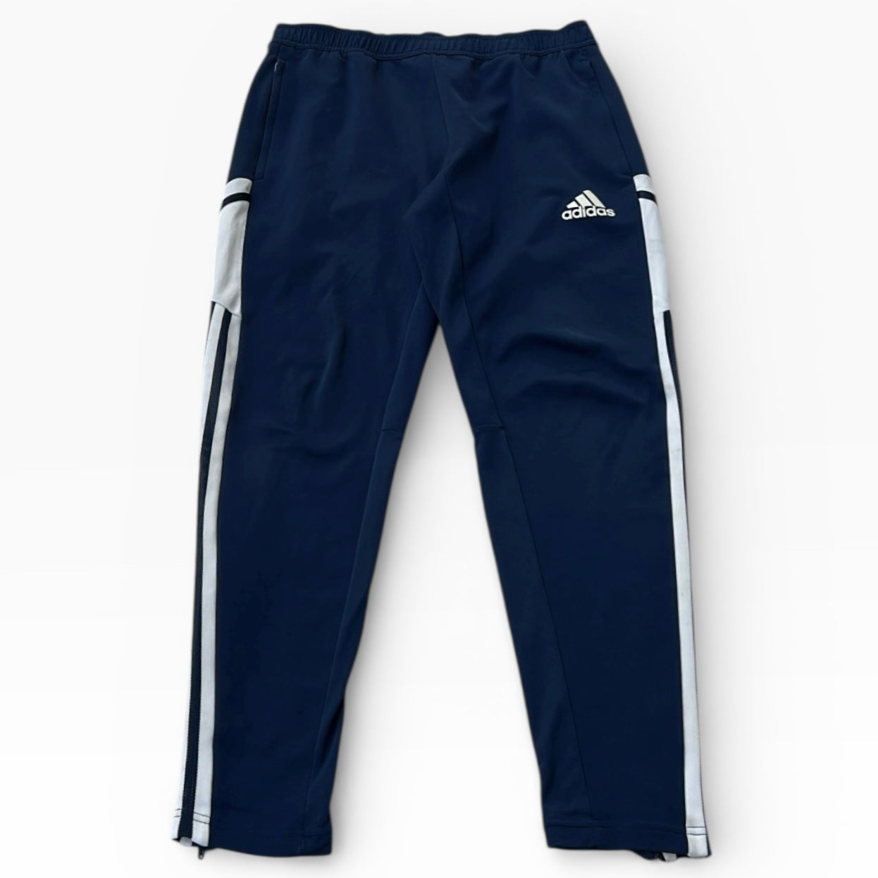 Adidas Dark blue x White lines adjustable track pants