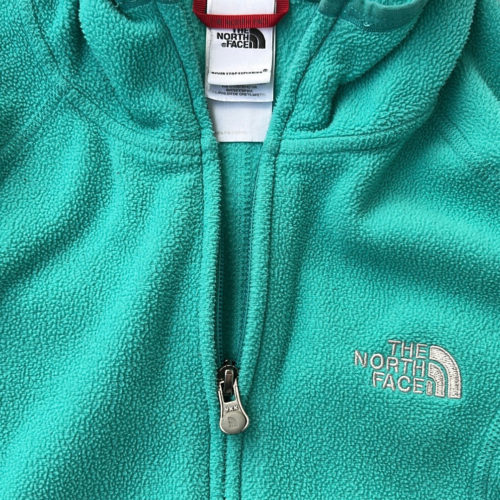 The North Face Blue Full zip embroidered logo hooded fleece jacket