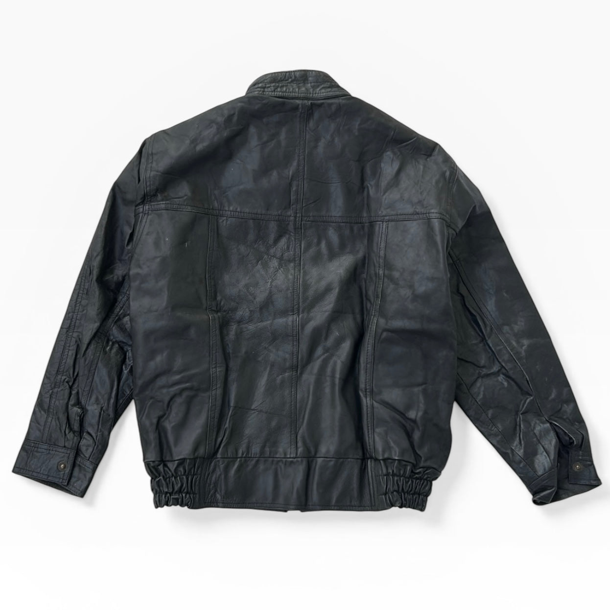 Bomber Black Leather Full Zip Jacket