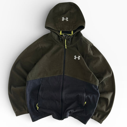 Under Armour Khaki x dark grey full zip hooded jacket