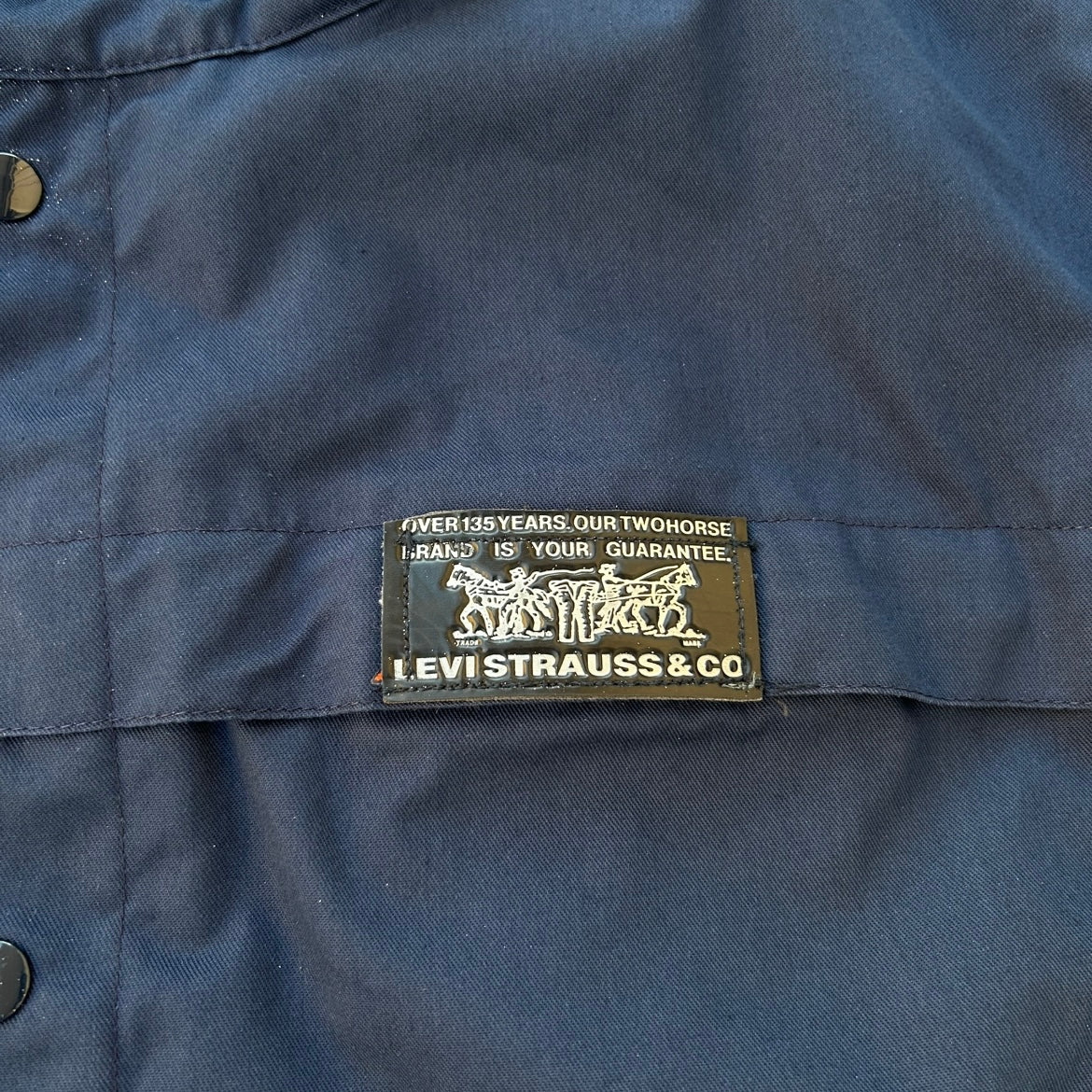 Levis Vintage Light Navy Full Zip Leather Logo Jacket