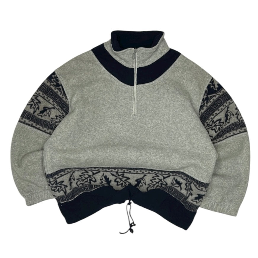 Vintage Thick Fashion Affairs Grey x Navy Patterns 1/4 Zip Fleece