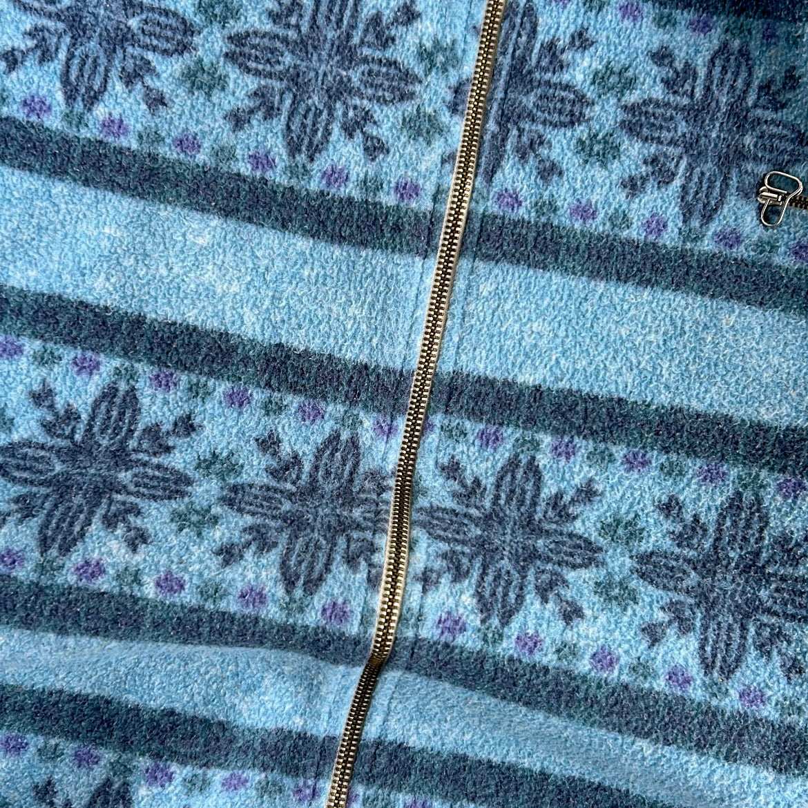 Vintage crazy patterned full zip fleece