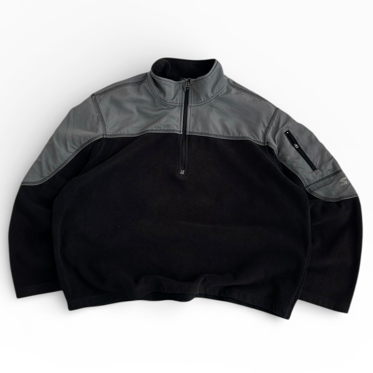 Starters Multitextured 1/4 Zip Black x Grey Fleece Boxy Fit