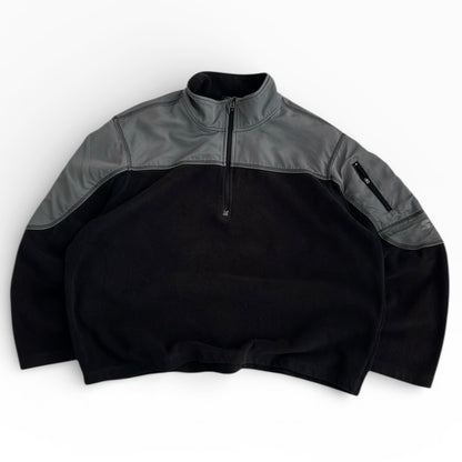 Starters Multitextured 1/4 Zip Black x Grey Fleece Boxy Fit