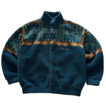 Vintage Fuzzy Button-Up Fleece Jacket