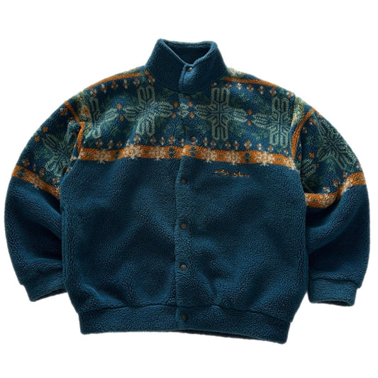 Vintage Fuzzy Button-Up Fleece Jacket
