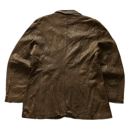 Leather Camel Button Jacket