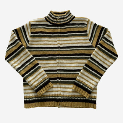 Y2k Stripped Knitted Jacket (Double zip)