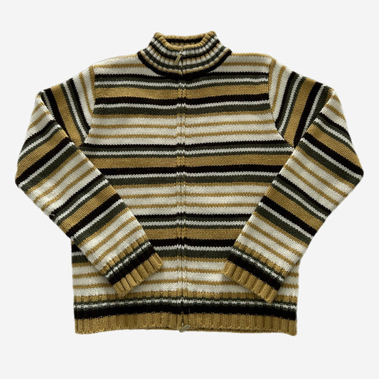 Y2k Stripped Knitted Jacket (Double zip)