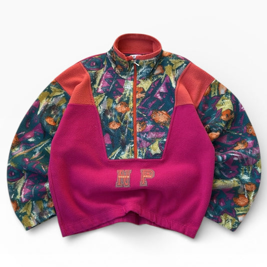 Vintage Evolution North Pole 1/4 Zip Hot Pink x Colourful  Fleece