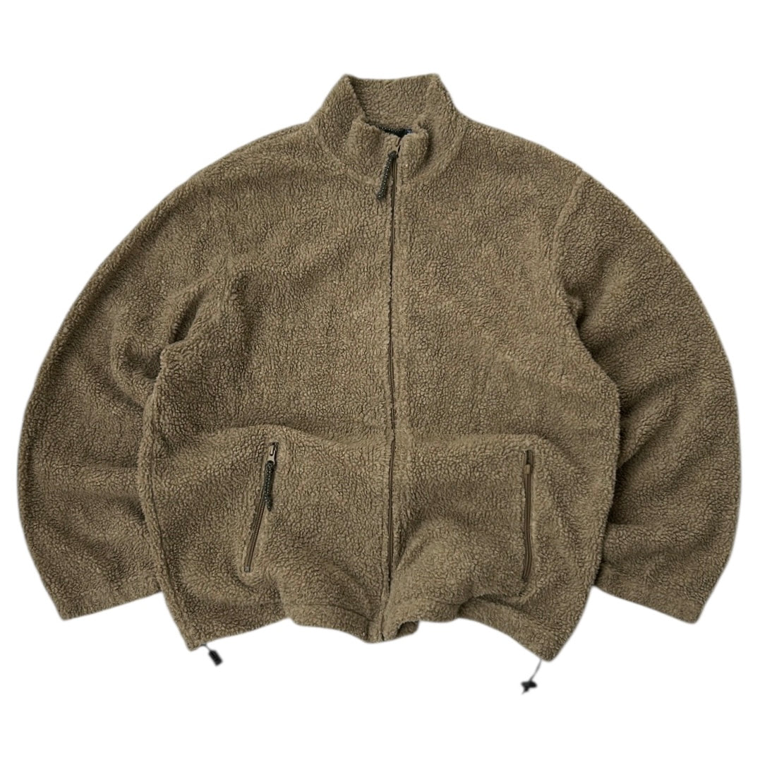 Chaps Fuzzy Brown Full Zip Adjustable Fleece Jacket