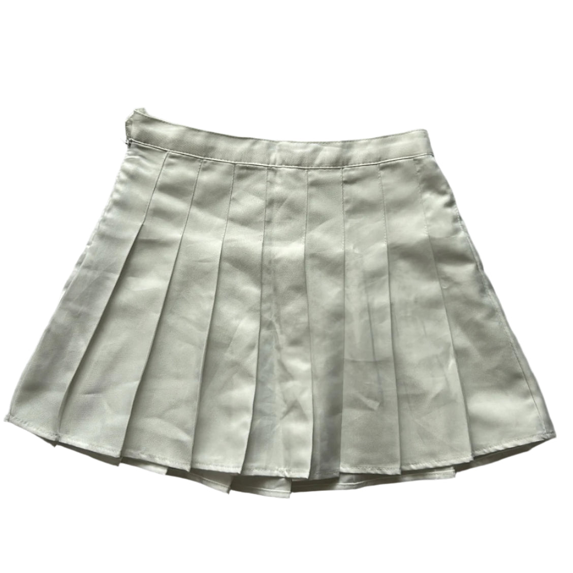 White pleated mini skirt