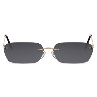 The Drew – Square Black x Metallic Retro Sunglasses