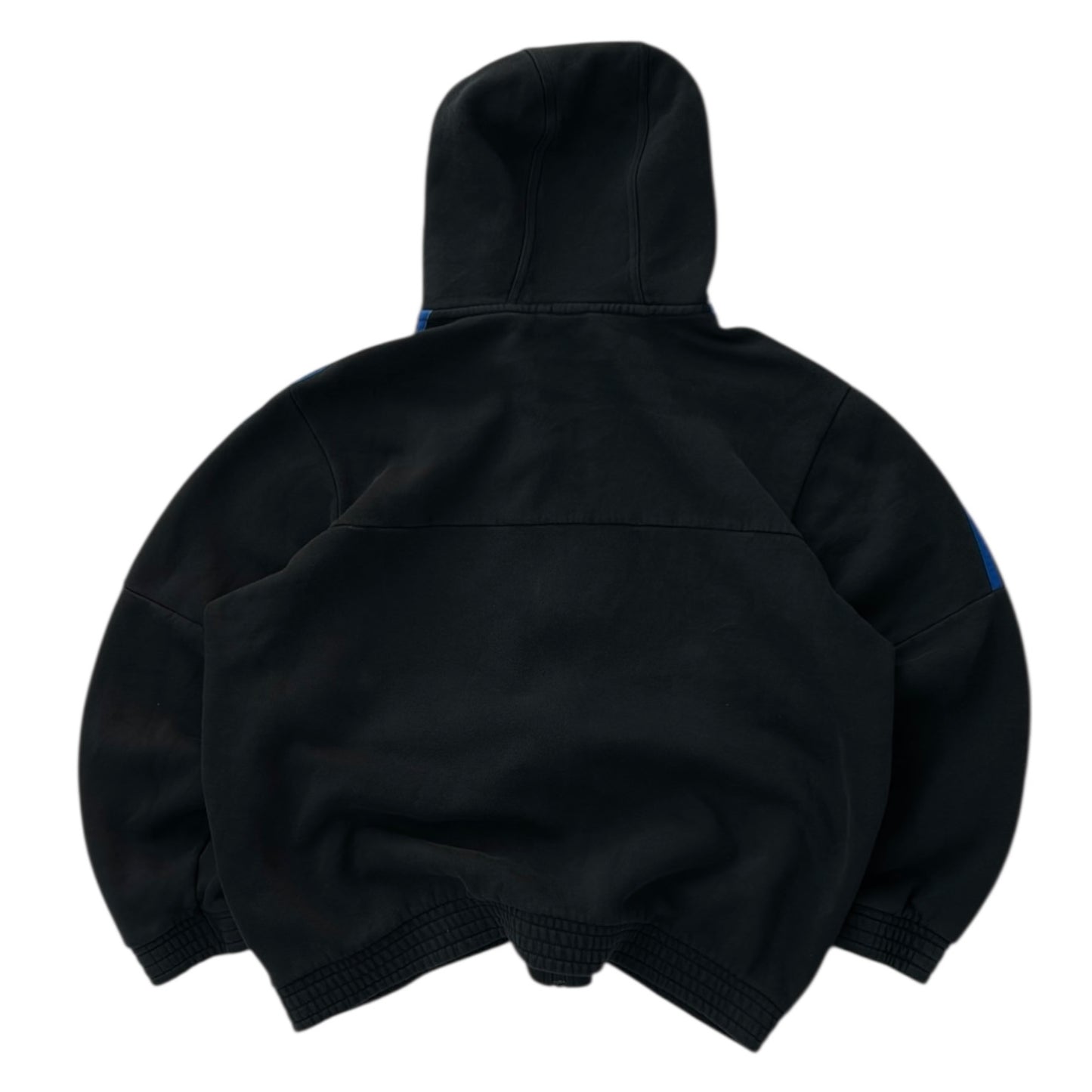 Adidas Three Stripe Black x Blue Full Zip Hooded Jacket